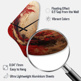 Red Gold Fusion Spiral I - Asymmetric Metal Wall Clock