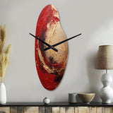 Red Gold Fusion Spiral I - Asymmetric Metal Wall Clock