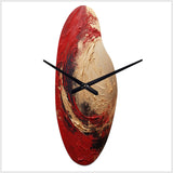 Red Gold Fusion Spiral I - Asymmetric Metal Wall Clock