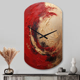 Red Gold Fusion Spiral I - Asymmetric Metal Wall Clock