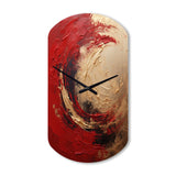 Red Gold Fusion Spiral I - Asymmetric Metal Wall Clock