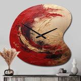 Red Gold Fusion Spiral I - Asymmetric Metal Wall Clock