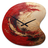 Red Gold Fusion Spiral I - Asymmetric Metal Wall Clock