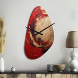 Red Gold Fusion Spiral I - Asymmetric Metal Wall Clock