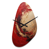 Red Gold Fusion Spiral I - Asymmetric Metal Wall Clock