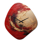 Red Gold Fusion Spiral I - Asymmetric Metal Wall Clock