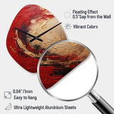 Red Gold Fusion Spiral I - Asymmetric Metal Wall Clock