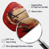 Red Gold Fusion Spiral I - Asymmetric Metal Wall Clock