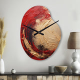 Red Gold Fusion Spiral I - Asymmetric Metal Wall Clock