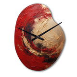 Red Gold Fusion Spiral I - Asymmetric Metal Wall Clock