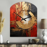 Red Gold Fusion Spiral II - Asymmetric Metal Wall Clock