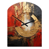 Red Gold Fusion Spiral II - Asymmetric Metal Wall Clock
