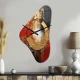 Red Gold Fusion Spiral II - Asymmetric Metal Wall Clock