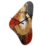 Red Gold Fusion Spiral II - Asymmetric Metal Wall Clock