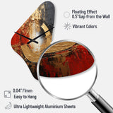Red Gold Fusion Spiral II - Asymmetric Metal Wall Clock