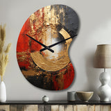 Red Gold Fusion Spiral II - Asymmetric Metal Wall Clock