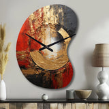 Red Gold Fusion Spiral II - Asymmetric Metal Wall Clock