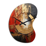 Red Gold Fusion Spiral II - Asymmetric Metal Wall Clock