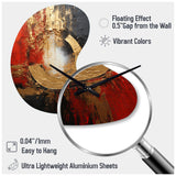 Red Gold Fusion Spiral II - Asymmetric Metal Wall Clock
