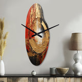 Red Gold Fusion Spiral II - Asymmetric Metal Wall Clock