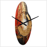 Red Gold Fusion Spiral II - Asymmetric Metal Wall Clock
