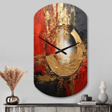 Red Gold Fusion Spiral II - Asymmetric Metal Wall Clock