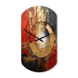 Red Gold Fusion Spiral II - Asymmetric Metal Wall Clock