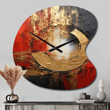 Red Gold Fusion Spiral II - Asymmetric Metal Wall Clock