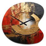 Red Gold Fusion Spiral II - Asymmetric Metal Wall Clock