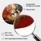 Red Gold Fusion Spiral II - Asymmetric Metal Wall Clock