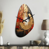 Red Gold Fusion Spiral II - Asymmetric Metal Wall Clock