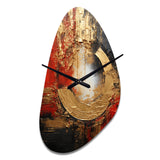 Red Gold Fusion Spiral II - Asymmetric Metal Wall Clock