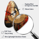 Red Gold Fusion Spiral II - Asymmetric Metal Wall Clock