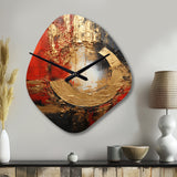 Red Gold Fusion Spiral II - Asymmetric Metal Wall Clock