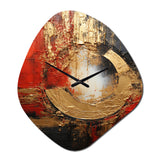 Red Gold Fusion Spiral II - Asymmetric Metal Wall Clock