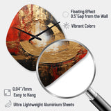 Red Gold Fusion Spiral II - Asymmetric Metal Wall Clock