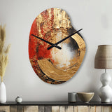 Red Gold Fusion Spiral II - Asymmetric Metal Wall Clock