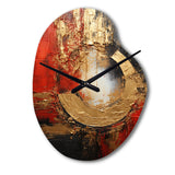 Red Gold Fusion Spiral II - Asymmetric Metal Wall Clock
