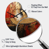 Red Gold Fusion Spiral II - Asymmetric Metal Wall Clock