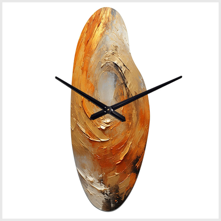 Gold Orange Desert Mirage Spiral - Asymmetric Metal Wall Clock