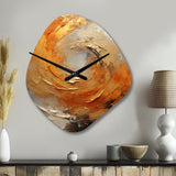 Gold Orange Desert Mirage Spiral - Asymmetric Metal Wall Clock