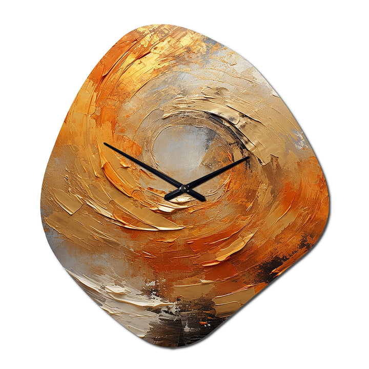 Gold Orange Desert Mirage Spiral - Asymmetric Metal Wall Clock