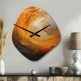 Gold Orange Desert Mirage Spiral I - Asymmetric Metal Wall Clock