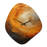 Gold Orange Desert Mirage Spiral I - Asymmetric Metal Wall Clock