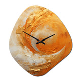 Gold Orange Desert Mirage Spiral II - Asymmetric Metal Wall Clock