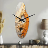 Gold Orange Desert Mirage Spiral III - Asymmetric Metal Wall Clock