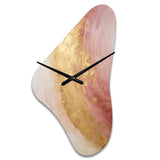 Gold Pink Desert Mirage Spiral I - Asymmetric Metal Wall Clock