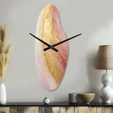 Gold Pink Desert Mirage Spiral I - Asymmetric Metal Wall Clock