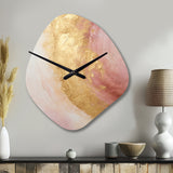 Gold Pink Desert Mirage Spiral I - Asymmetric Metal Wall Clock