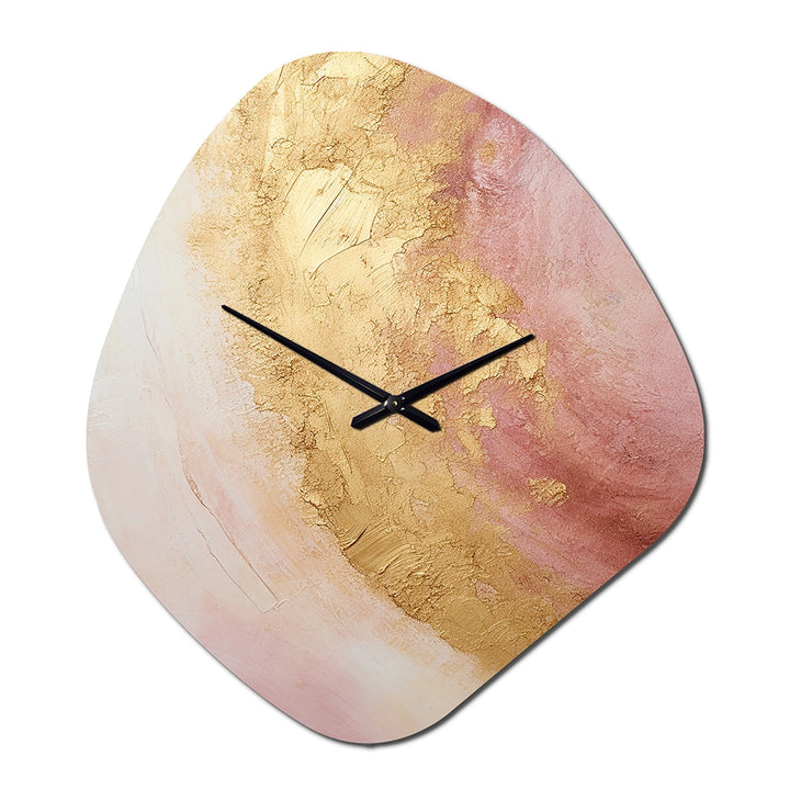 Gold Pink Desert Mirage Spiral I - Asymmetric Metal Wall Clock